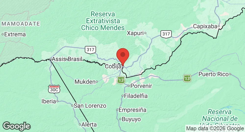 about 100 km from Cobija, Pando Department