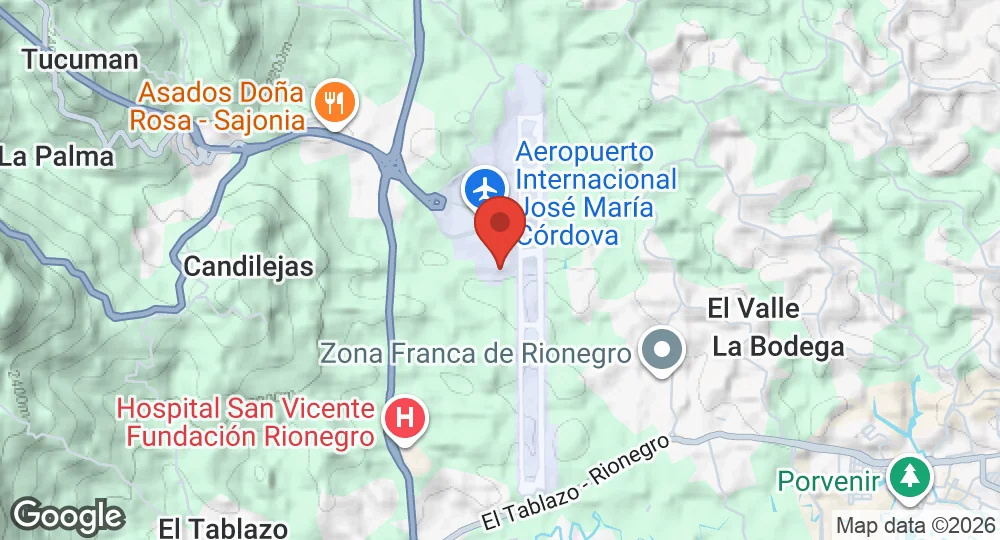 Map of José María Córdova International Airport