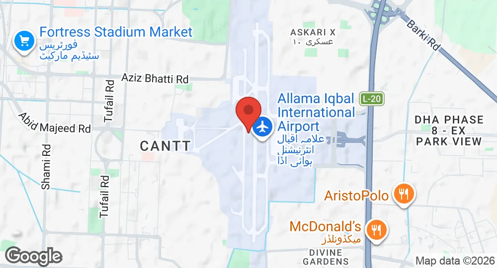 Map of PAF Base Lahore