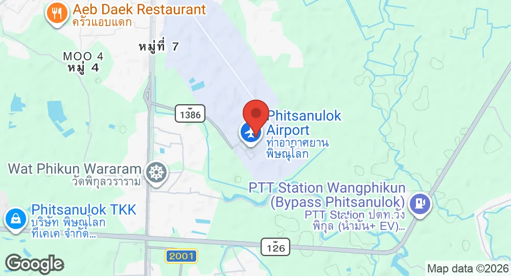Map of Phitsanulok Airport