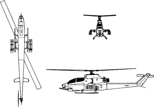 Perfil de 3 vistas de AH-1 Cobra