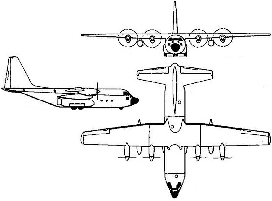 3-view profile of C-130 Hercules