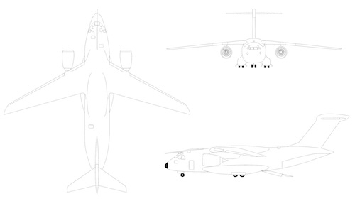 Perfil de 3 vistas de C-390 Millennium