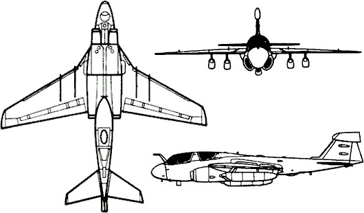 3-view profile of EA-6B Prowler