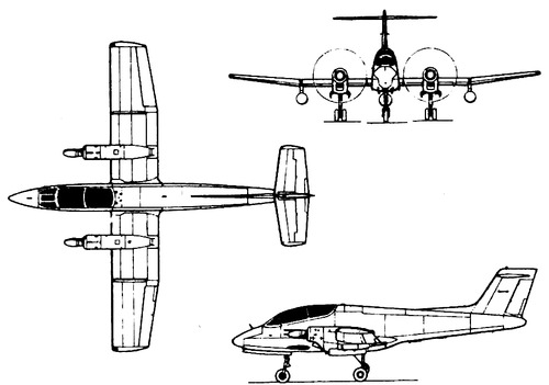 3-view profile of IA 58 Pucará