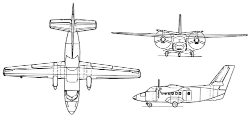 Perfil de 3 vistas de L-410