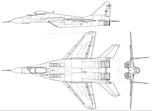 3-view profile of MiG-29 Fulcrum