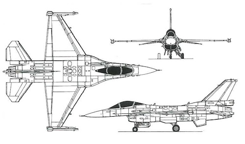 3-view profile of F-2