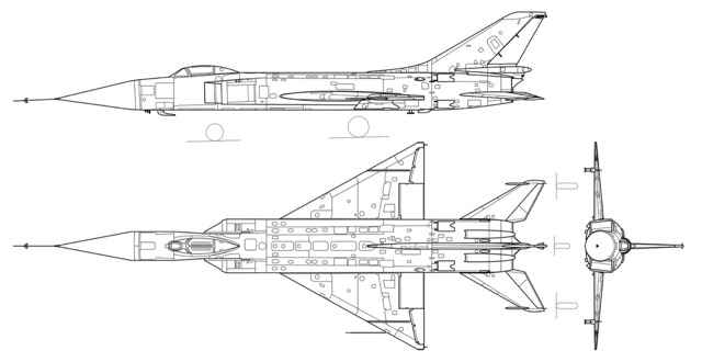3-view profile of Su-15 Flagon