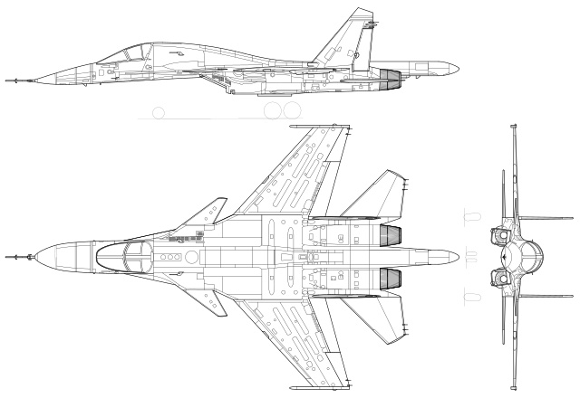 3-view profile of Su-34 Fullback