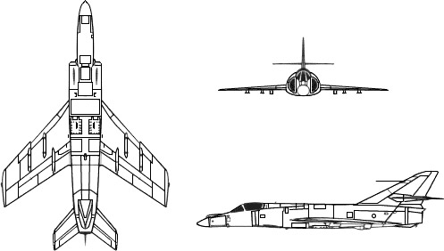 3-view profile of Super Etendard