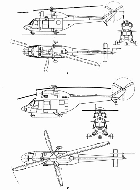 Perfil de 3 vistas de W-3 Sokol