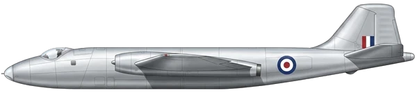 English Electric Canberra bombers side profile drawing