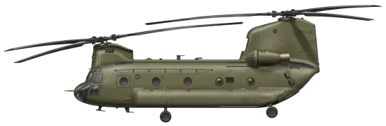 Boeing CH-47 Chinook military helicopters side profile drawing