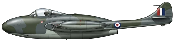 De Havilland DH.112 Venom combat aircraft side profile drawing