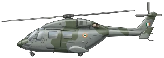 HAL Dhruv military helicopters side profile drawing