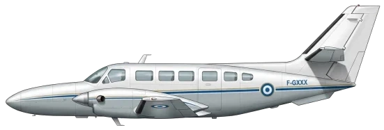 Reims-Cessna F406 Caravan II military transport aircraft side profile drawing