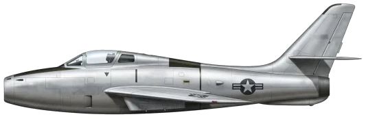 Republic F-84 Thunderjet combat aircraft side profile drawing