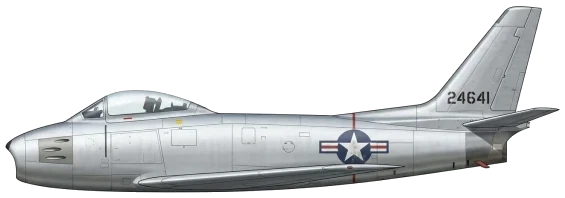 North American F-86 Sabre combat aircraft side profile drawing