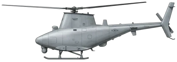 Northrop Grumman MQ-8 Fire Scout military drones side profile drawing