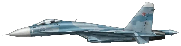 Sukhoi Su-33 Flanker-D combat aircraft side profile drawing