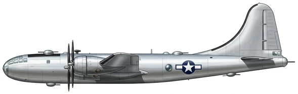 Boeing B-29 Superfortress bombers side profile drawing