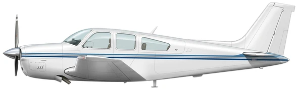 Beechcraft Bonanza military training aircraft side profile drawing