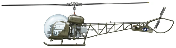 Bell Bell 47 Helicopter profile drawing