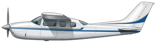 Cessna 210 Centurion military transport aircraft side profile drawing