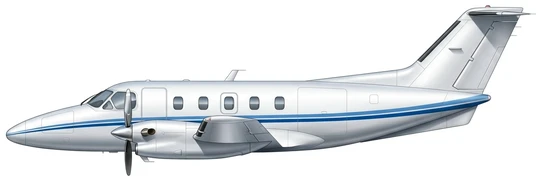 Embraer EMB 121 Xingu military transport aircraft side profile drawing