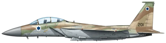 McDonnell Douglas F-15I Ra'am combat aircraft side profile drawing