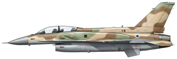 Lockheed Martin F-16I Sufa combat aircraft side profile drawing