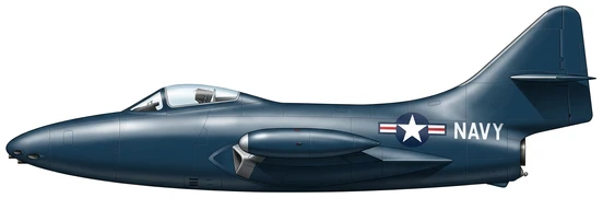 Grumman F9F Panther combat aircraft side profile drawing