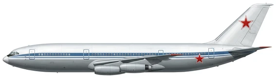 Ilyushin Il-86 Camber military transport aircraft side profile drawing