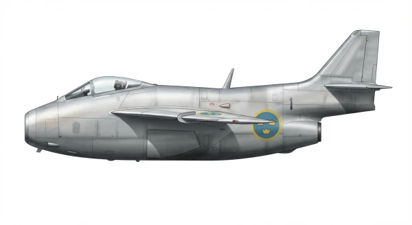 Profile drawing of Saab J-29 Tunnan