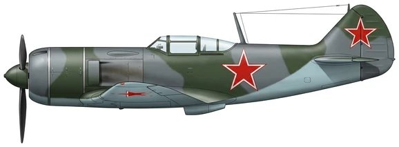 Lavochkin La-7 Fin combat aircraft side profile drawing