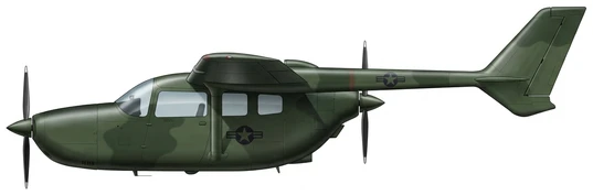 Cessna O-2 Skymaster Combat profile drawing