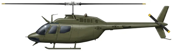Bell OH-58 Kiowa Helicopter profile drawing