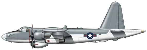 Lockheed P-2 Neptune military special mission aircraft side profile drawing