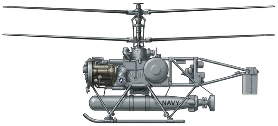 Gyrodyne QH-50 DASH military drones side profile drawing