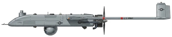 AAI RQ-7 Shadow military drones side profile drawing