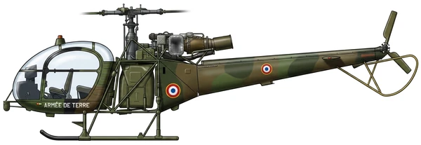 Aérospatiale SA 315B Lama Helicopter profile drawing