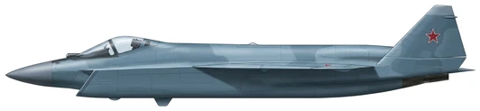 Sukhoi Su-75 Checkmate combat aircraft side profile drawing