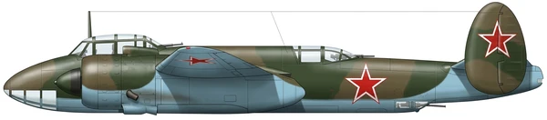 Tupolev Tu-2 Bat bombers side profile drawing