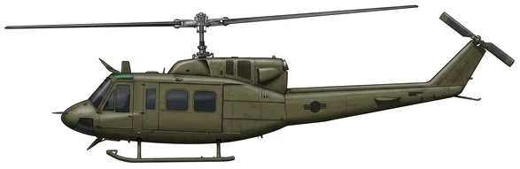 Bell UH-1N Twin Huey Helicopter profile drawing