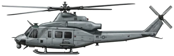 Bell UH-1Y Venom Helicopter profile drawing
