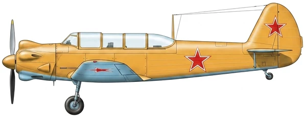 Yakovlev Yak-18 Max military training aircraft side profile drawing
