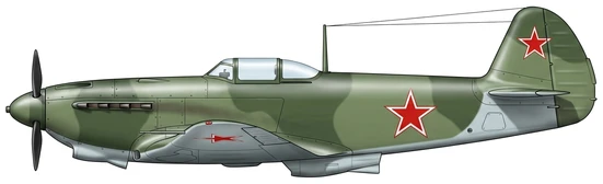 Yakovlev Yak-9 Frank combat aircraft side profile drawing