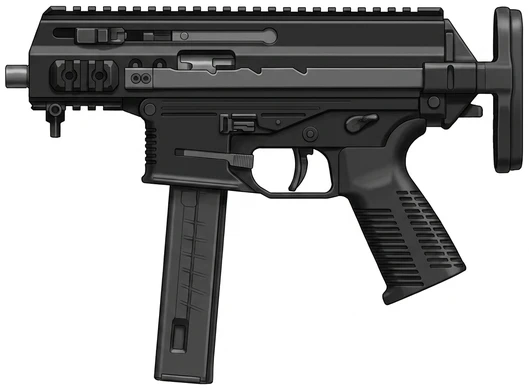 B&T B&T APC9K submachine gun side profile drawing