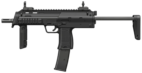 Heckler & Koch MP7 submachine gun side profile drawing